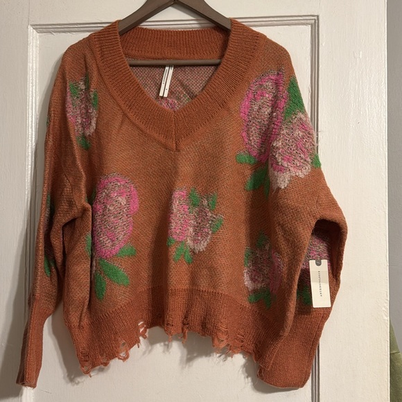 ✨ Anthropologie Drop Shoulder V-Neck Sweater Sz M - Picture 7 of 10